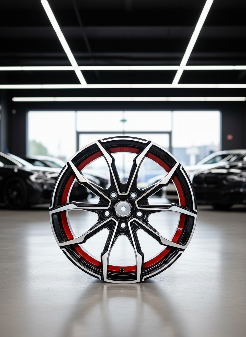 Automotive Wheel in Sporty Setting